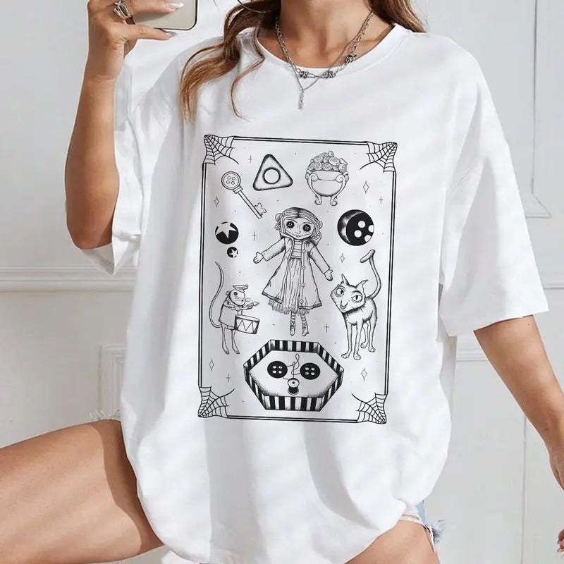 Coraline Doodle Coraline Horror Movies Coraline Halloween Movies T-Shirts