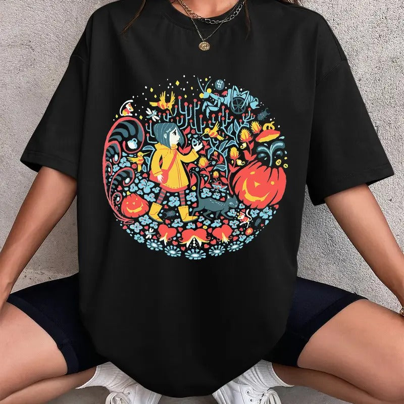 Coraline Garden Face Scary Horror Coraline Movies Horror Character Shirt Halloween T-Shirts