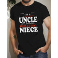 [Cotton Crew Neck ] Geometric Pattern Cotton Crew Neck Casual Regular Fit Summer "Proud Uncle Freaking Awesome Niece" Print Made USA T-Shirts