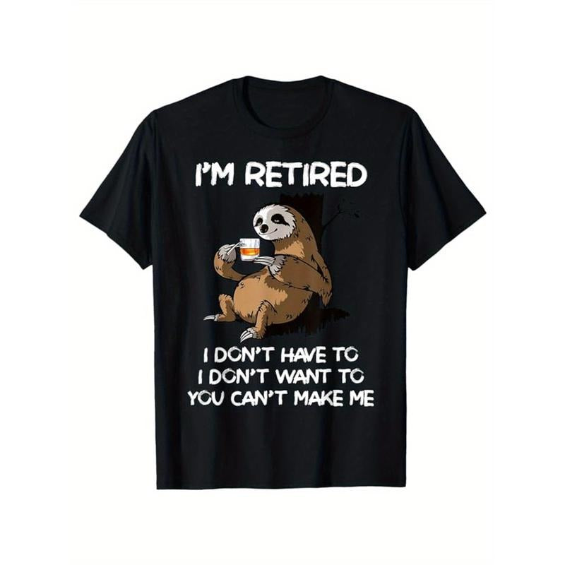 [Cotton Print ] 100% Cotton I'M Retired Print Casual Short Sleeve Crew Neck Summer Outdoor Made USA T-Shirts