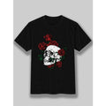Cotton Creative Top Casual Short Sleeve Crew Neck Summer Outdoor Funny Skull Rose Made USA T-Shirts