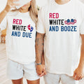 Couples 4th July Pregnancy Announcement Shirt New Mom Dad Est 2025 Expecting Shirt Patriotic Baby Reveal Shirt Red White & Due Booze T-Shirts