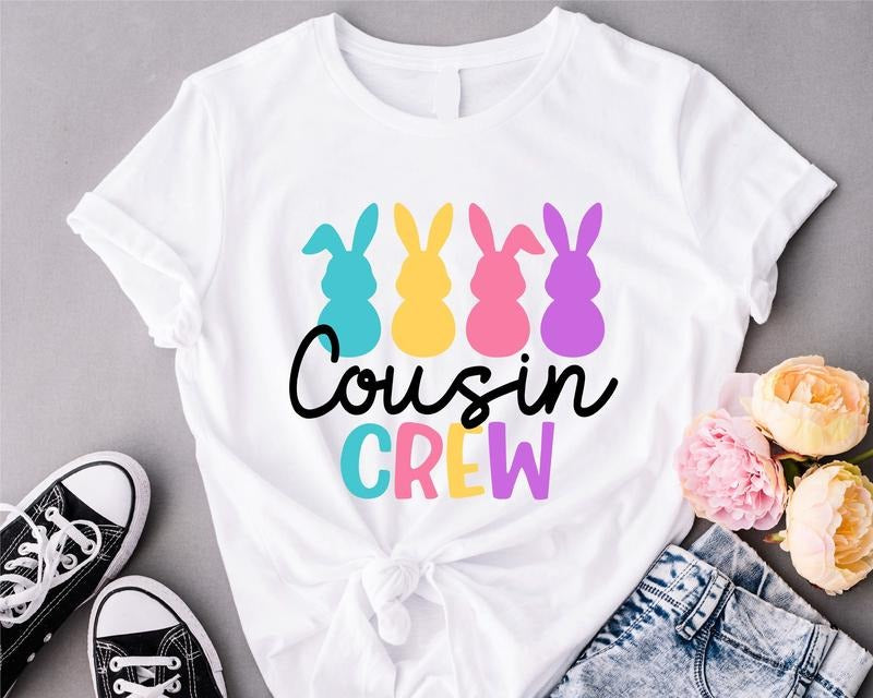 Cousin Crew Shirt Easter Matching Cousins Squad Family Easter Short Sleeve Cousins Crew Rabbits Shirts T-Shirts