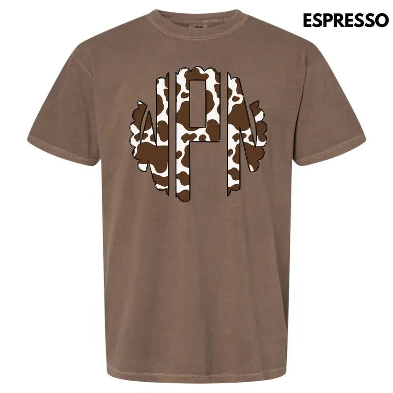 Cow Print Monogram Comfort Colors 'NLB' T-Shirts