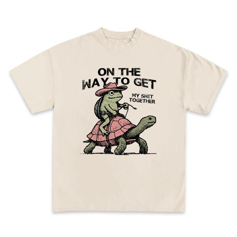 Cowboy Frog Funny Shirt Way Get My Life Together Shirt Western Meme Animal Shirt Frog Riding Turtle Shirt Funny T-Shirts