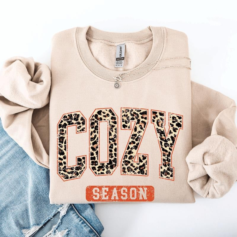 Cozy Season Leopard Print Halloween Autumn Fall T-Shirts
