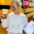 Cream & White 'Teach' Letter Patch T-Shirts