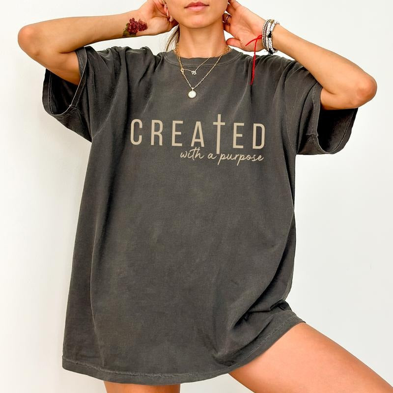 Created Purpose Christian Shirt Comfort Colors Created Christian Bible Verse Faith Based Jesus T-Shirts