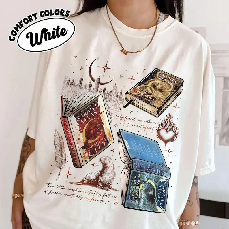 Crescent City Fan Shirt Lunathion Light Up Shirts SJM Inspired Fourth Wing Blue Collar Book Lover T-Shirts