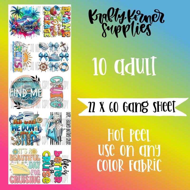 Cruise DTF Transfer Gang Sheet 22 X 60 T-Shirts