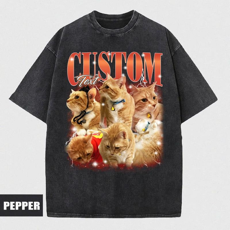 Custom Comfort Colors Pet Retro Dog Shirt Personalized Pet Shirt 90s Shirt Top Womenswear Streetwear Summer Casual T-Shirts