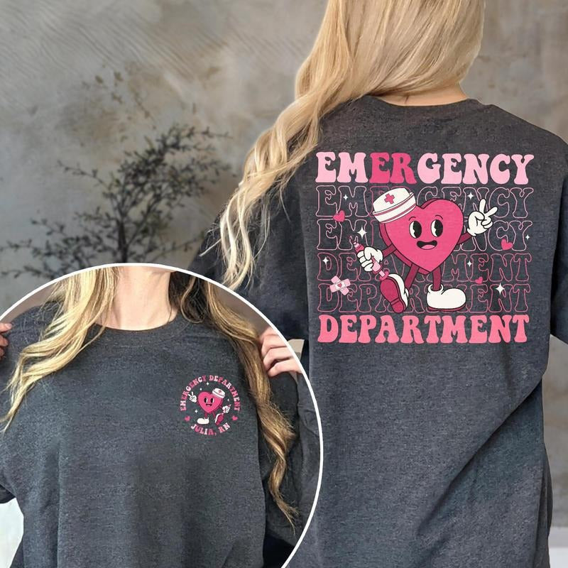 Custom Emergency Department Valentine Shirt Valentine Er Nurse Valentine Nurse Emergency Nurse Registered Nurse T-Shirts