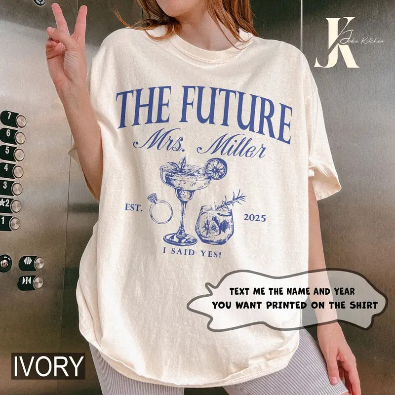 Custom Future Mrs Shirt Bride Be Engagement Party Casual Half Sleeve Polyester Fabric T-Shirts
