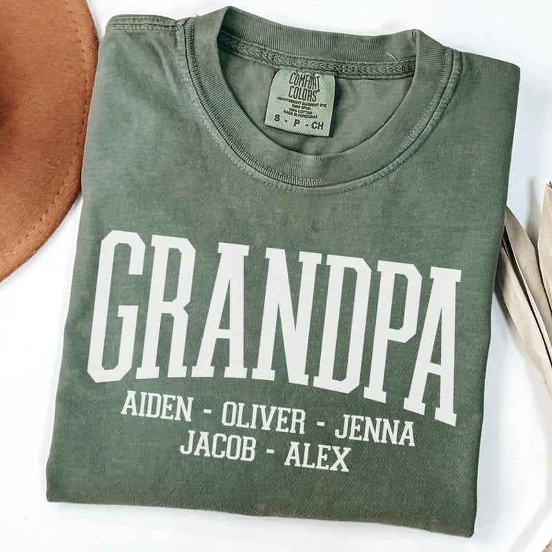 Custom Grandpa Shirt Grandkids Names Customized Grandparent Personalized Grandpa Shirt Grandchildren Names T-Shirts