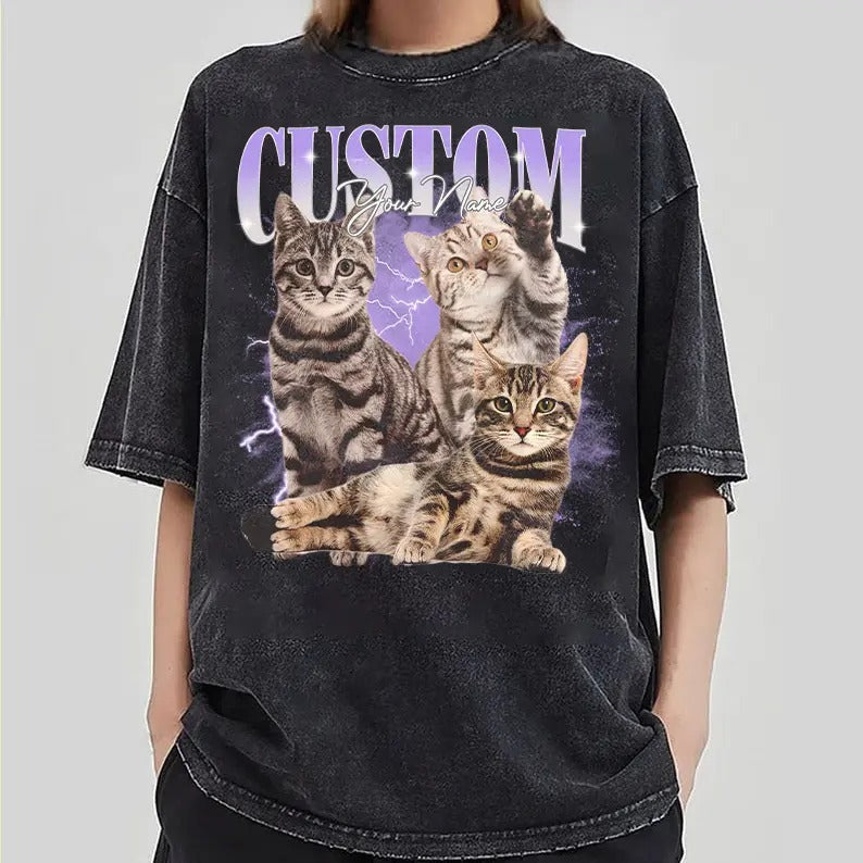 Custom Photo Cat Bootleg 90s Shirt Custom Bootleg Rap Shirt Custom Cat Photo Your Own Bootleg Shirt Change Here Top T-Shirts