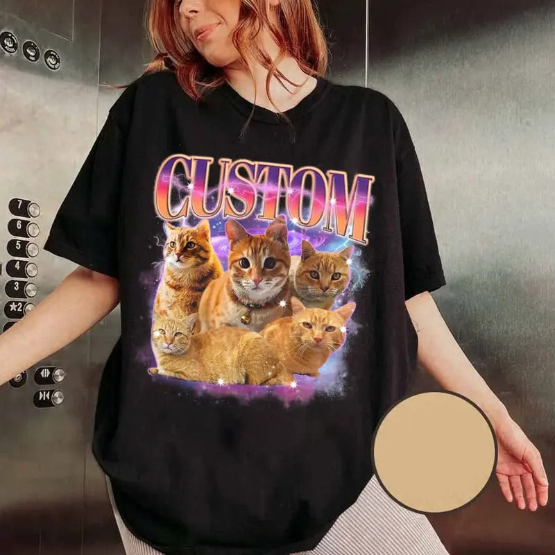 Custom Photo Cat Bootleg 90s Shirt Custom Bootleg Rap Shirt Custom Cat Photo Your Own Bootleg Shirt Change Here T-Shirts