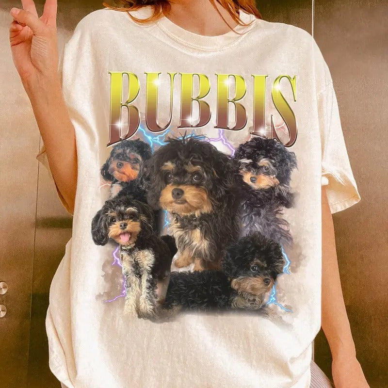 Custom Photo Dog Bootleg 90s Shirt Custom Bootleg Rap Shirt Custom Pet Photo Your Own Bootleg Shirt Change Here Top Womenswearstyle{N002}2 T-Shirts