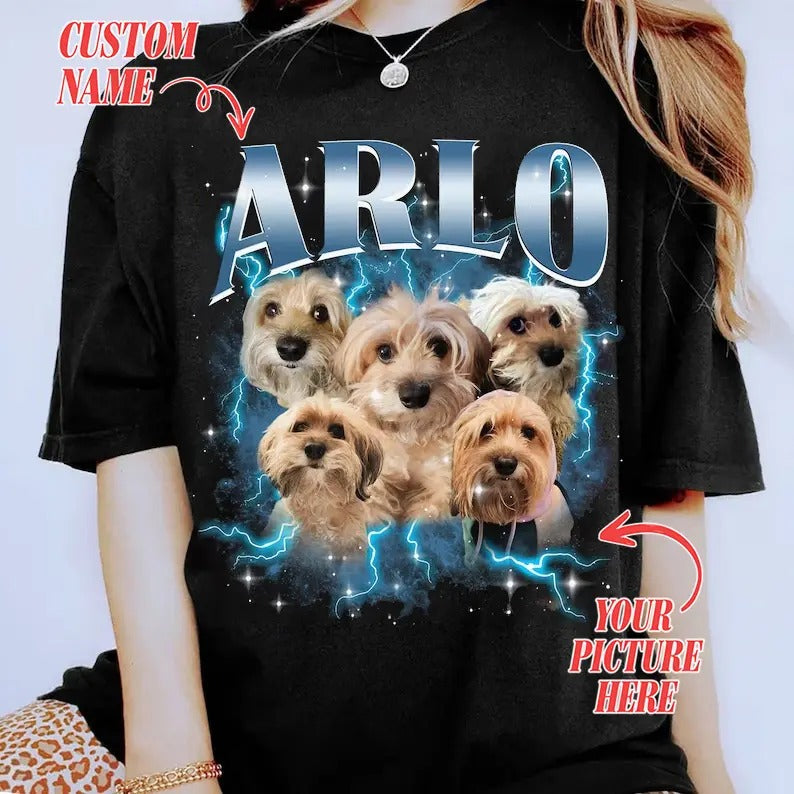 Custom Photo Dog Bootleg 90s Shirt Custom Bootleg Rap Shirt Custom Pet Photo Your Own Bootleg Shirt Change Here Top Womenswearstyle{N002}4 T-Shirts