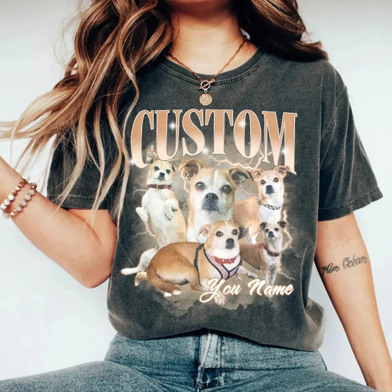 Custom Photo Dog Bootleg 90s Shirt Custom Dog Bootleg Rap Shirt Custom Pet Photo Your Own Bootleg Shirt Change Here T-Shirts