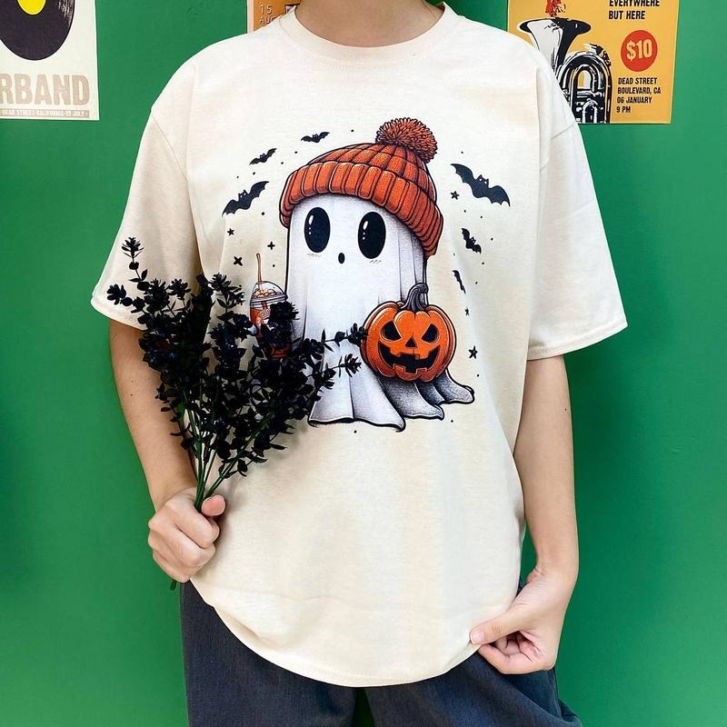 Cute Boo Ghost Reading Books Shirt Hallowen Shirt Cute Fall Shirt Spooky Seasonstyle{N002}3 T-Shirts