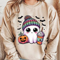 Cute Bougie Halloween Ghost Coffee. Casual Everyday Softstyle Halloween T-Shirts