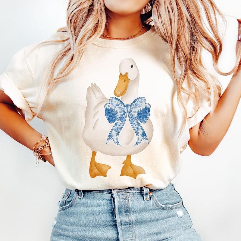 Cute Coquette Goose Shirt Goose Lover Coquette Floral Girly Goose T-Shirts