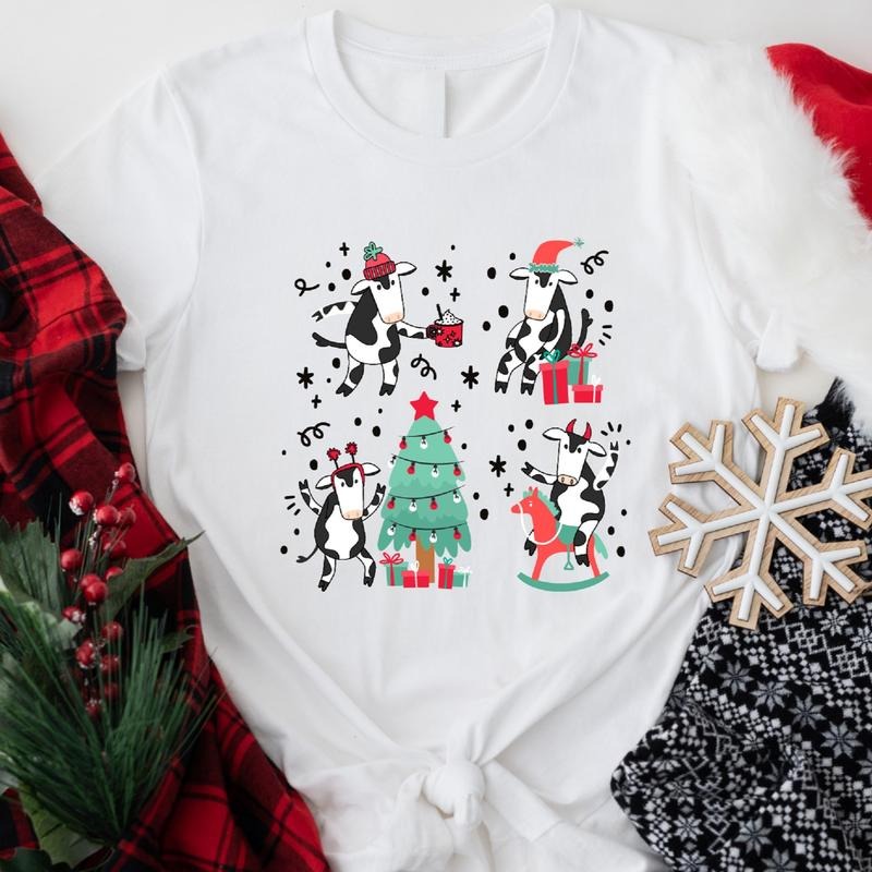 Cute Cow Farmer Party Cow Lovers Xmas Shirt Farm Animal Lover Short Sleeve T-Shirts