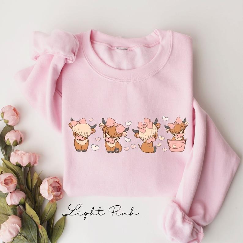 Cute Highland Cow Girlfriend Highland Cow Western Animal Lover Valentines ; Cotton Menswear T-Shirts