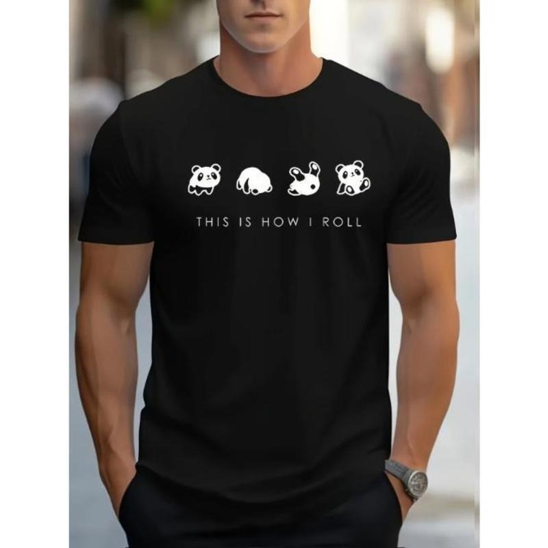 Cute Panda Bears Print Casual Short Sleeve Summer Made USA T-Shirts