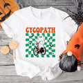 Cycopath Shirt Boo Bicycle Funny Halloween Party Cute Ghost Spooky Season Shirt Checkered T-Shirts