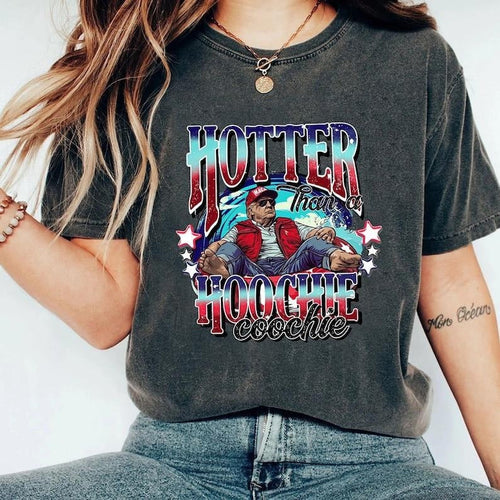 "D0nald Trummpp Summer Hotter Than Hoochie Coochie Truumpp 2024 Hotter Than Hoochie 2024 Election Shirt America Shirt Shirt " T-Shirts