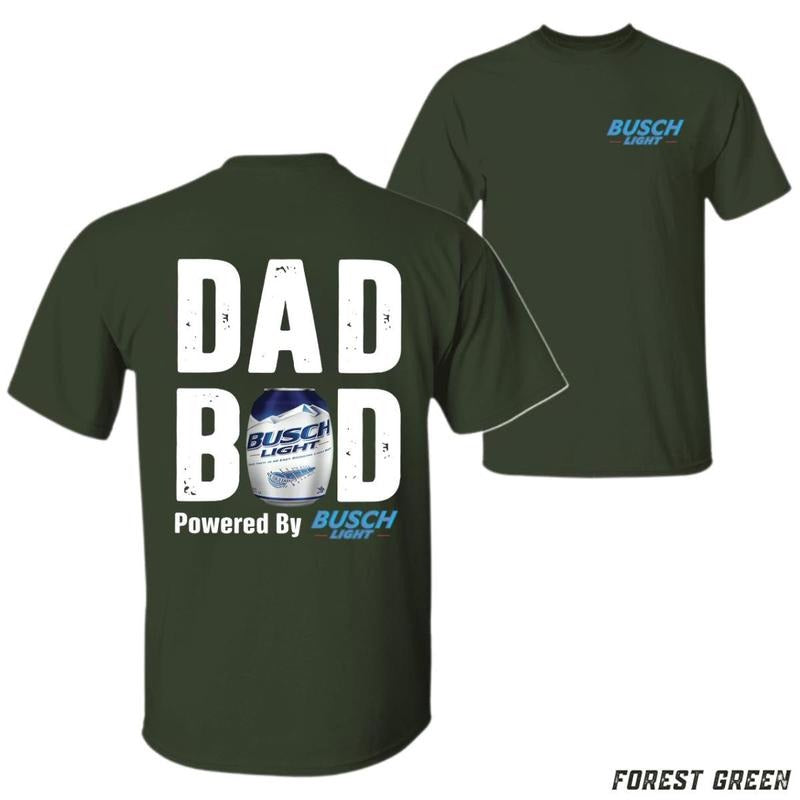 Dad Bod Powered Busch Light Casual Beer Can 100% Cotton Fun Bold Black Not Specified Top Menswear T-Shirts