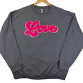 Dark Pink Chenille Love Patch CHARCOAL T-Shirts