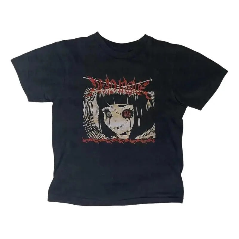 Dead Inside Anime Baby Gothic Emo Girl Top Y2k Top Streetwear Scene 2000s Her T-Shirts