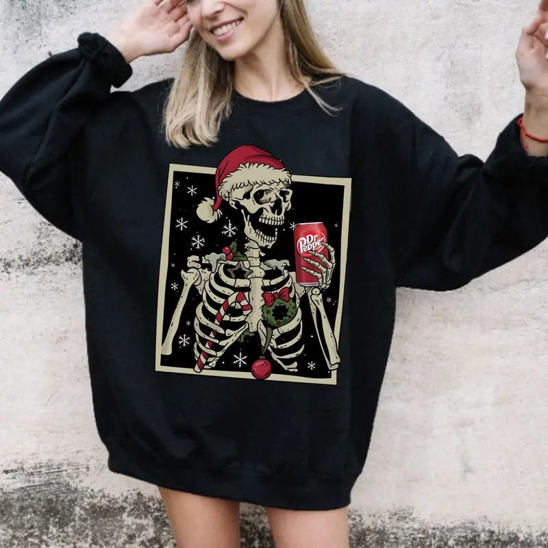 Dead Inside Skeleton Dr Pepper Lover Funny Soday Lover Womenswear Long Sleeve Womenswear T-Shirts