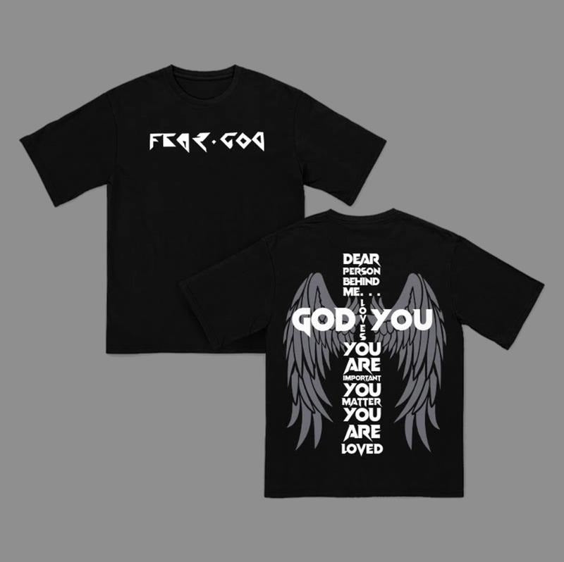 Dear Person Behind Me God Loves You Y2k Top Streetwear T-Shirts