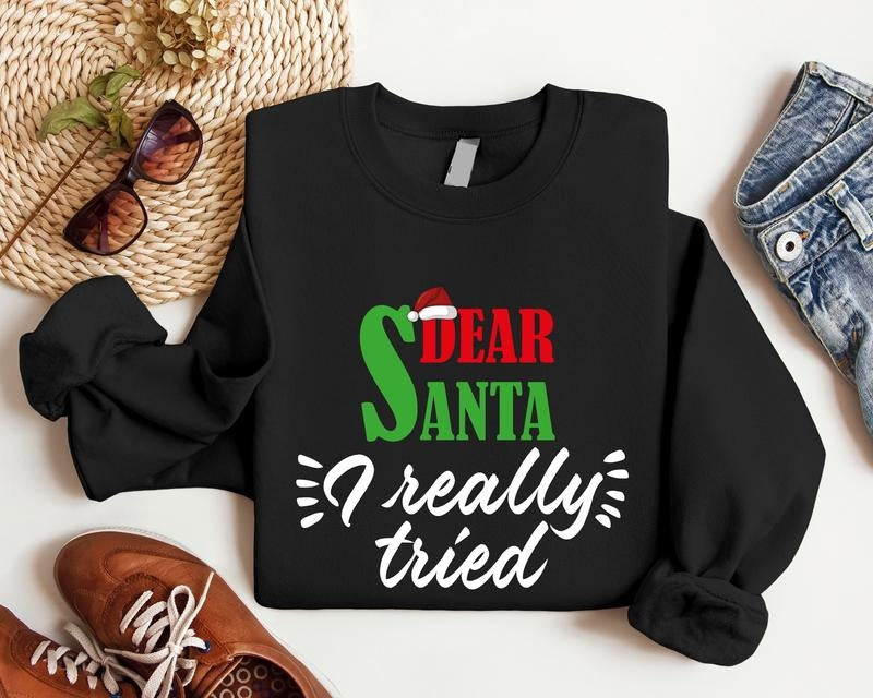 Dear Santa I Really Tired Funny 2023 Winter Funny Saying X Mas Party T-Shirts
