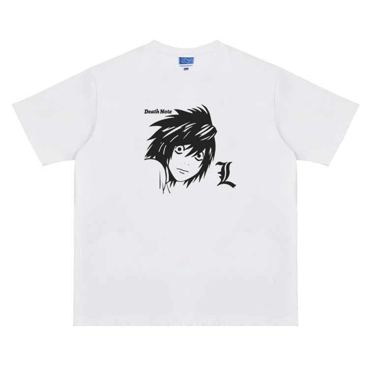 Death Note "L Detective" Vintage Anime 100% Cotton Original Top Fans DTG Printing Streetwear Casual Menswear Tropical T-Shirts
