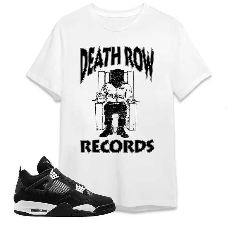 DeathRow Records 4S White Thunder Shirt Casual Cotton Menswear Retro Shirt T-Shirts