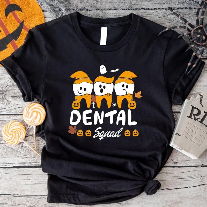 Dental Squad Matching Halloween Dentist Shirt Funny Fall Teeth Dentist T-Shirts