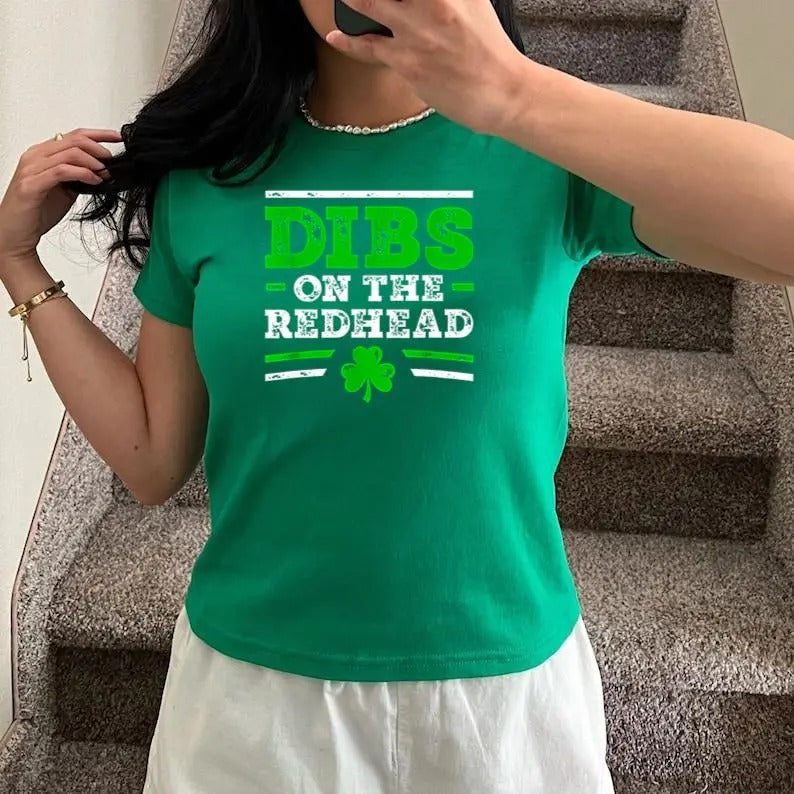 Dibs Redhead Baby Funny St Patrick'S Day Drinking Baby Y2K 2000'S Streetwear T-Shirts