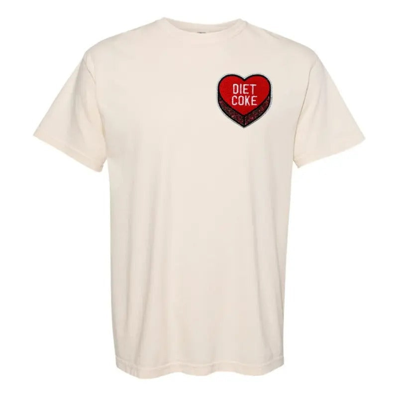 'Diet Coke Candy Heart' Letter Patch T-Shirts