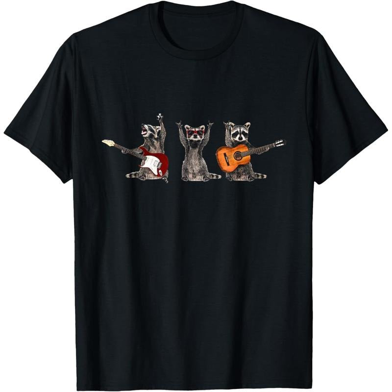 Distressed Racc Roll 'Rock Raccoon Guitar Music Player Made Us T-Shirts