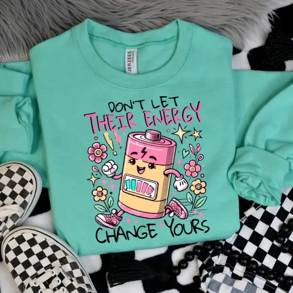 Don'T Let Their Energy Change Yours Mint Punk Alt Grunge Goth Skeleton Cute T-Shirts