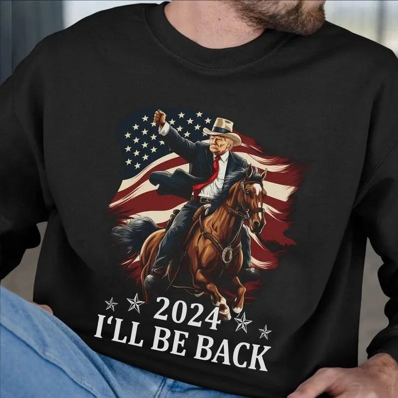 Donald Trummpp 2024 Trummp Riding Horse American Flag Cowboy Trummp Trummp Republican Trummp T-Shirts