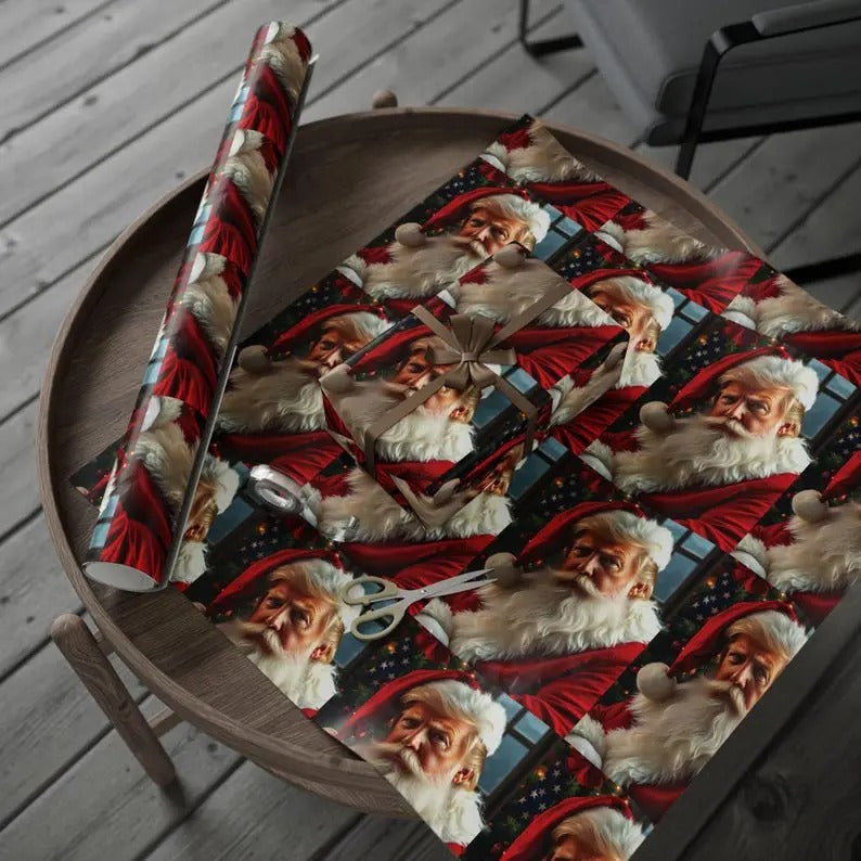 Donald Trump Wrap Wrapping Paper Santa Clause Novelty Wrap Festive Packaging Political Funny Wrap T-Shirts