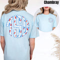 Double Cherry Stripe Monogram Comfort Colors 'NLB' T-Shirts