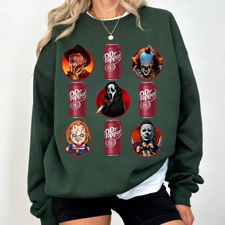 Dr Pepper Halloween Horror Characters Trending Halloween Dr Pepper M1chael My3rs Ghostface Ch3cky Movie Characters Cotton & T-Shirts