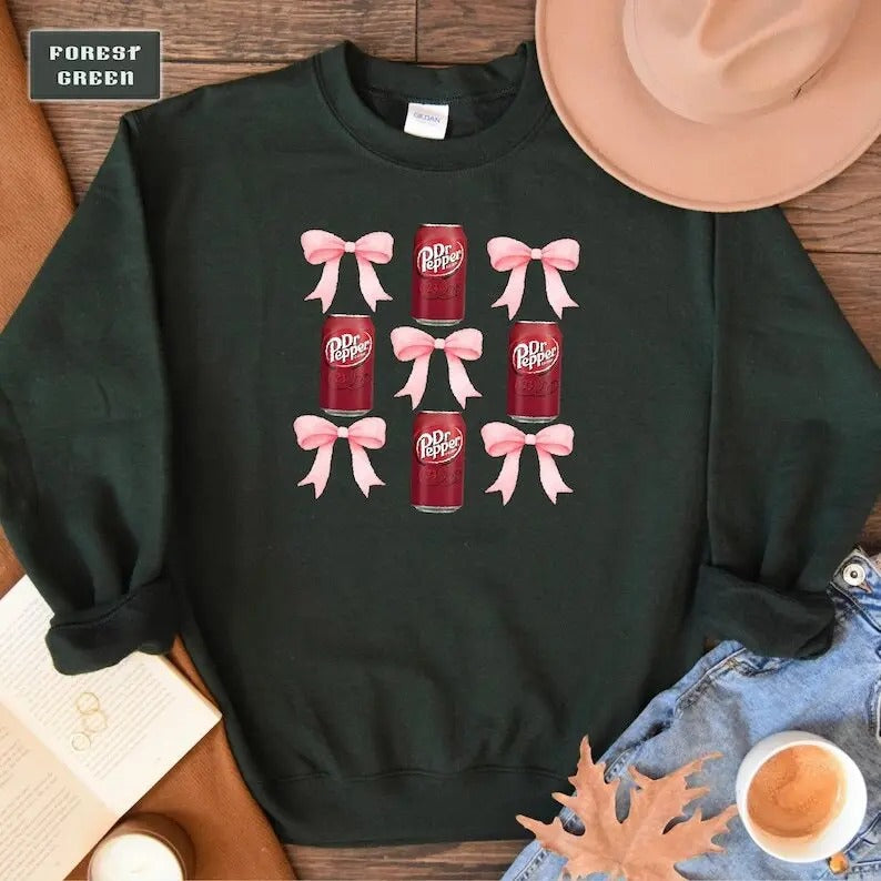 Dr Pepper Dr. Pepper Soda DR. Pepper Bow Coquette Cute Soda Drink Girly T-Shirts