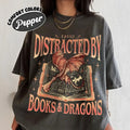 Dragon Book Shirt Bookworm Book Dragon Easily Distracted Dragons Books Shirts Dragon Rider Fan T-Shirts